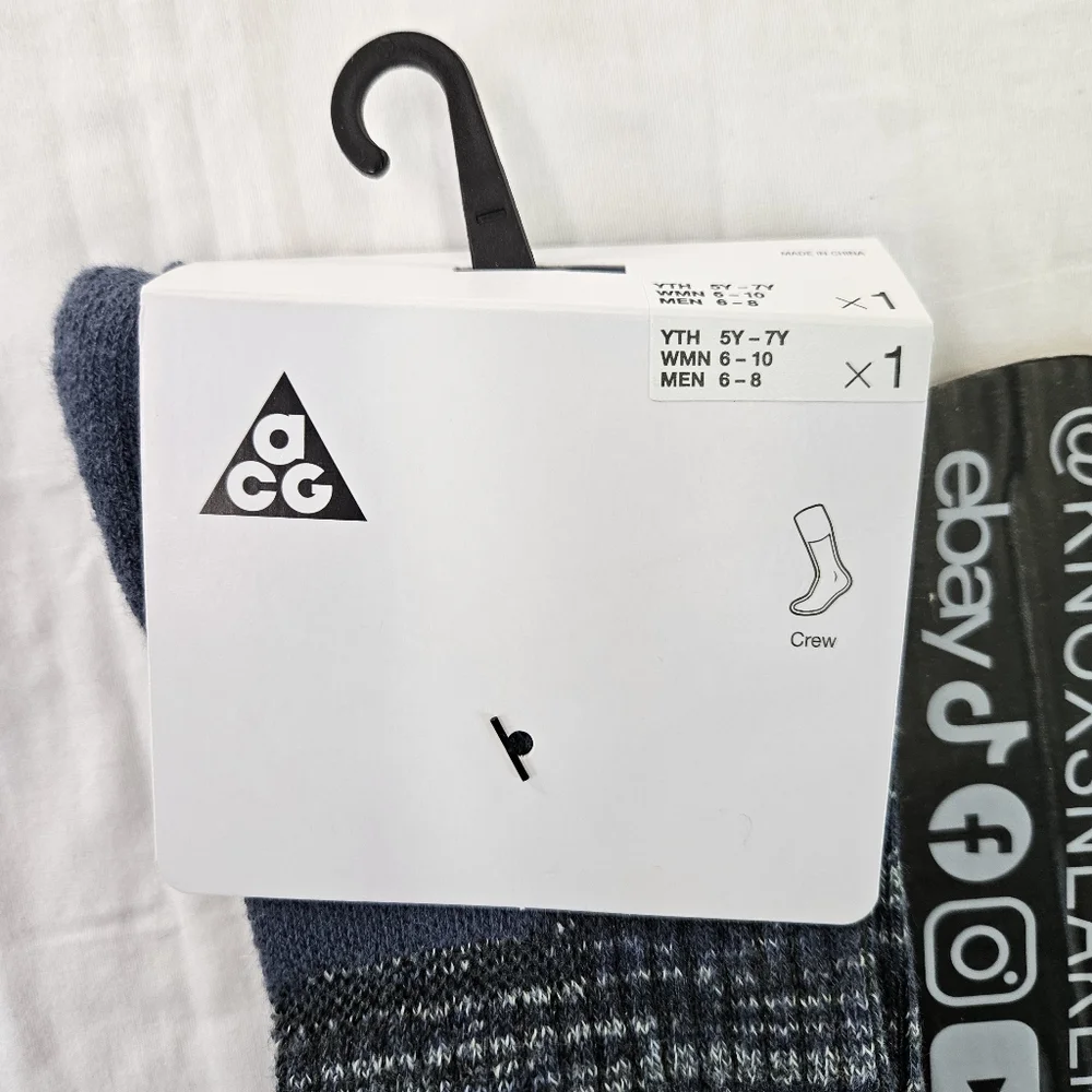 Nike ACG Outdoor Cushioned Crew Socks Blue FB3341-437 Men's Size Medium